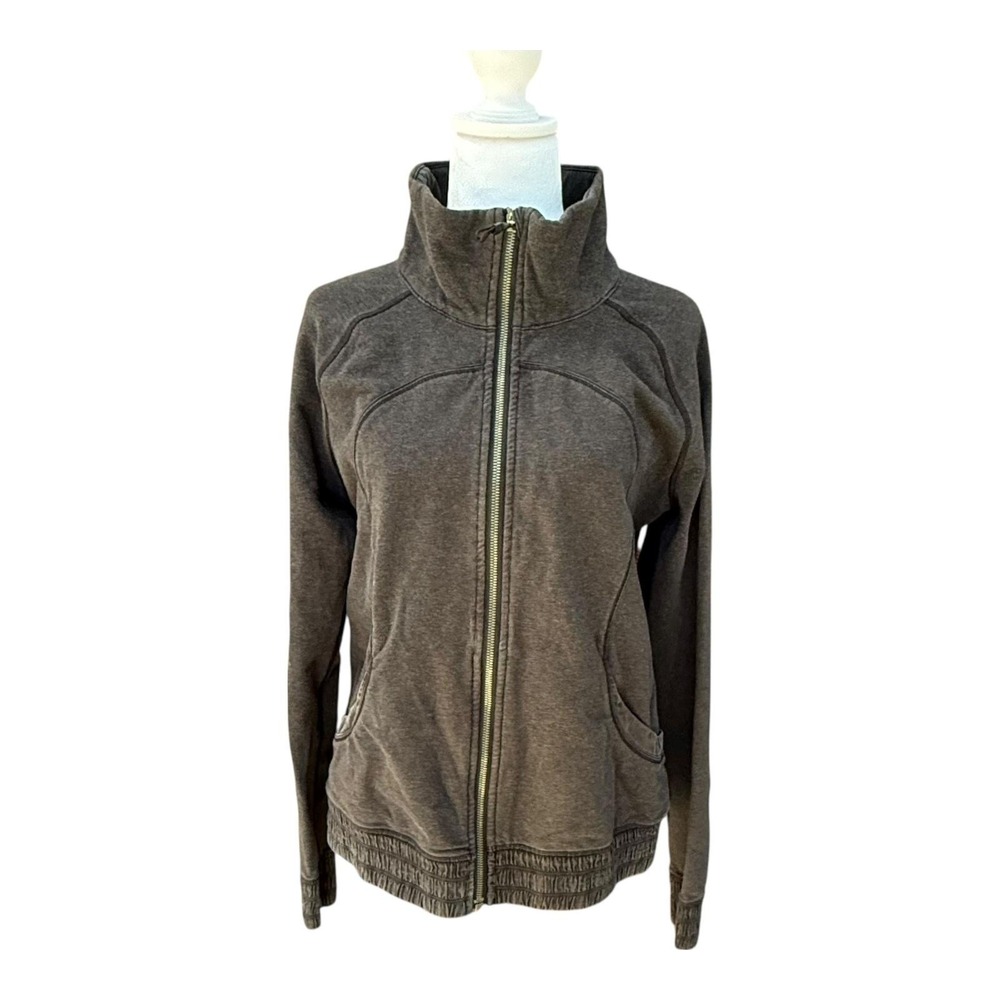 Lululemon Jacket Womens 8 10 Black Full Zip Pockets Cotton Blend Mid Length